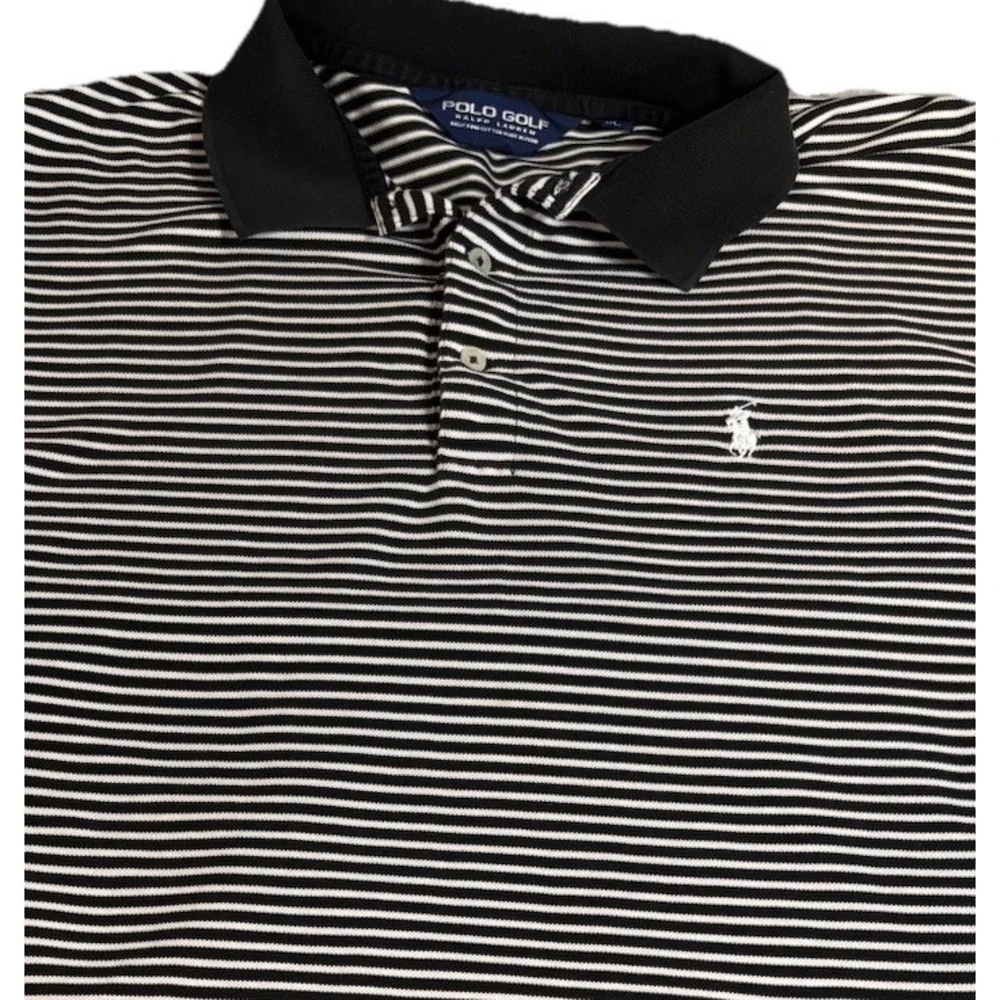 Polo Golf Ralph Lauren Short Sleeve Polo Black And White Stripes Size X-Large
